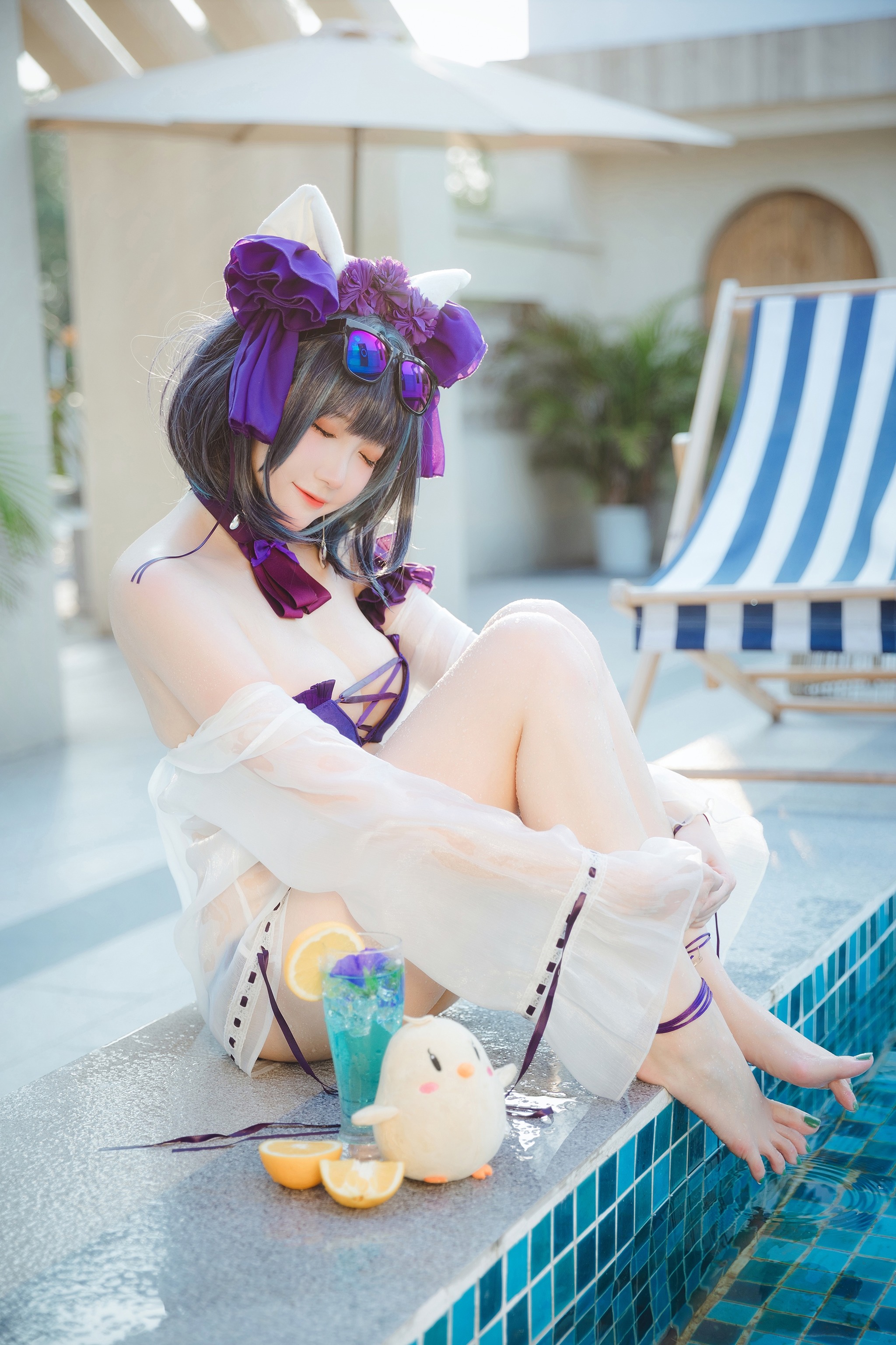 图片[1]-瓜希酱 – NO.075 柴郡泳装 [32P]-XikXak